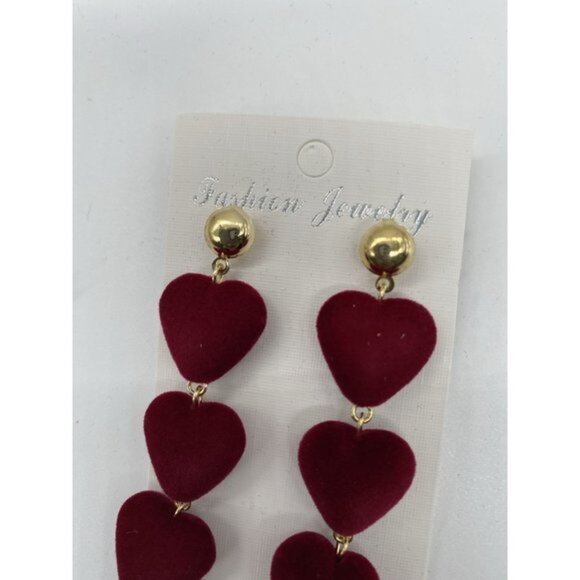 Plush Hearts Dangle Earrings - Picture 3 of 5